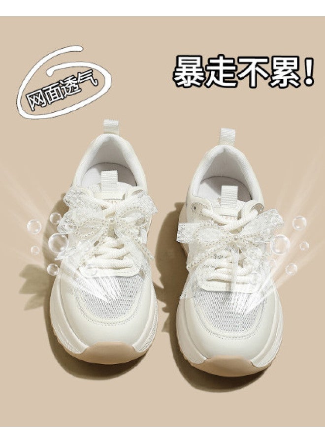 SAFIYA Saturday's Spring/autumn 2025 Breathable Mesh Trainer Shoes, Casual Sports Shoes, Versatile Chunky Sole White Sneakers For Women - Image 1