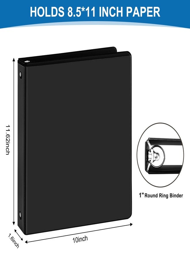 SUQJOY 1-inch 3-Ring Binder, 1" Round Ring Binder with 2 Inside Pockets, 8 Pack Black Binders, Clear View Cover, Holds 8.5'' x 11''Paper for Office/Home/Back to School - Image 2