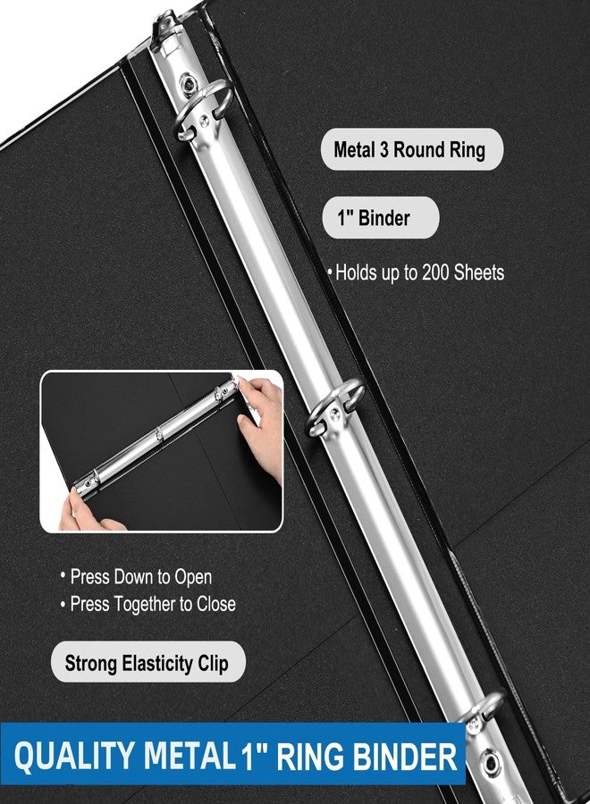 SUQJOY 1-inch 3-Ring Binder, 1" Round Ring Binder with 2 Inside Pockets, 8 Pack Black Binders, Clear View Cover, Holds 8.5'' x 11''Paper for Office/Home/Back to School - Image 4