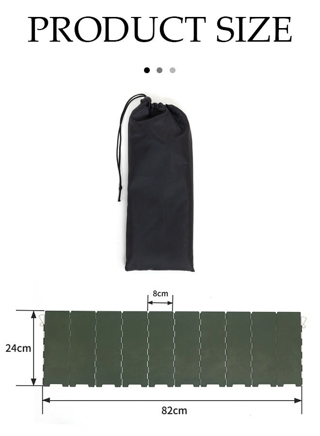 DUNISO درع الرياح لموقد 10 صحون، موقد نزهة خارجي محمول، قابل للطي والفصل، مناسب للتخييم والنزهات والسفر والطهي المثالي، 82*24 سم، أخضر - Image 2