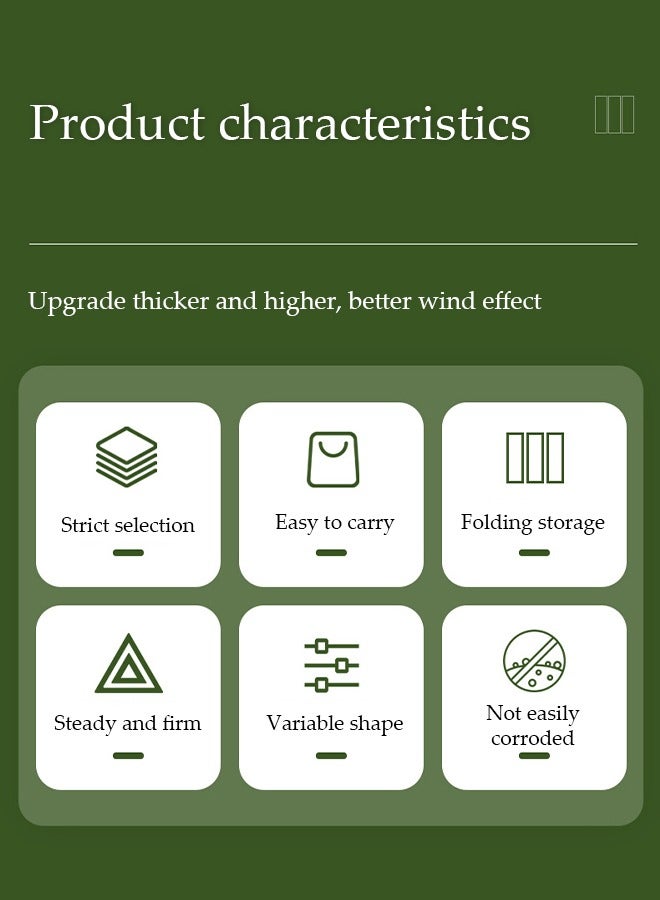 DUNISO درع الرياح لموقد 10 صحون، موقد نزهة خارجي محمول، قابل للطي والفصل، مناسب للتخييم والنزهات والسفر والطهي المثالي، 82*24 سم، أخضر - Image 4