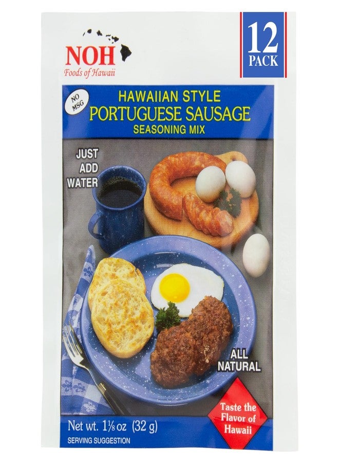 NOH Portuguese Sausage Seasoning Mix, 1.125 oz Packet (Pack of 12) - Easy-to-Use Hawaiian Portuguese Sausage Seasoning Powder Mix, Ideal for Breakfast Meat Patties or Meat Stick Casings - No Added MSG - Image 1