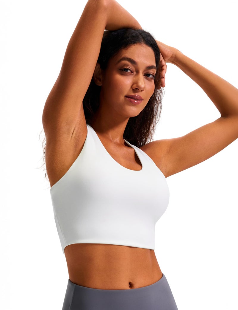JOYSPELS Sports Bras for Women Extra Comfort Criss-Cross Back Padded Workout Tops for Women Medium Support White - Image 2