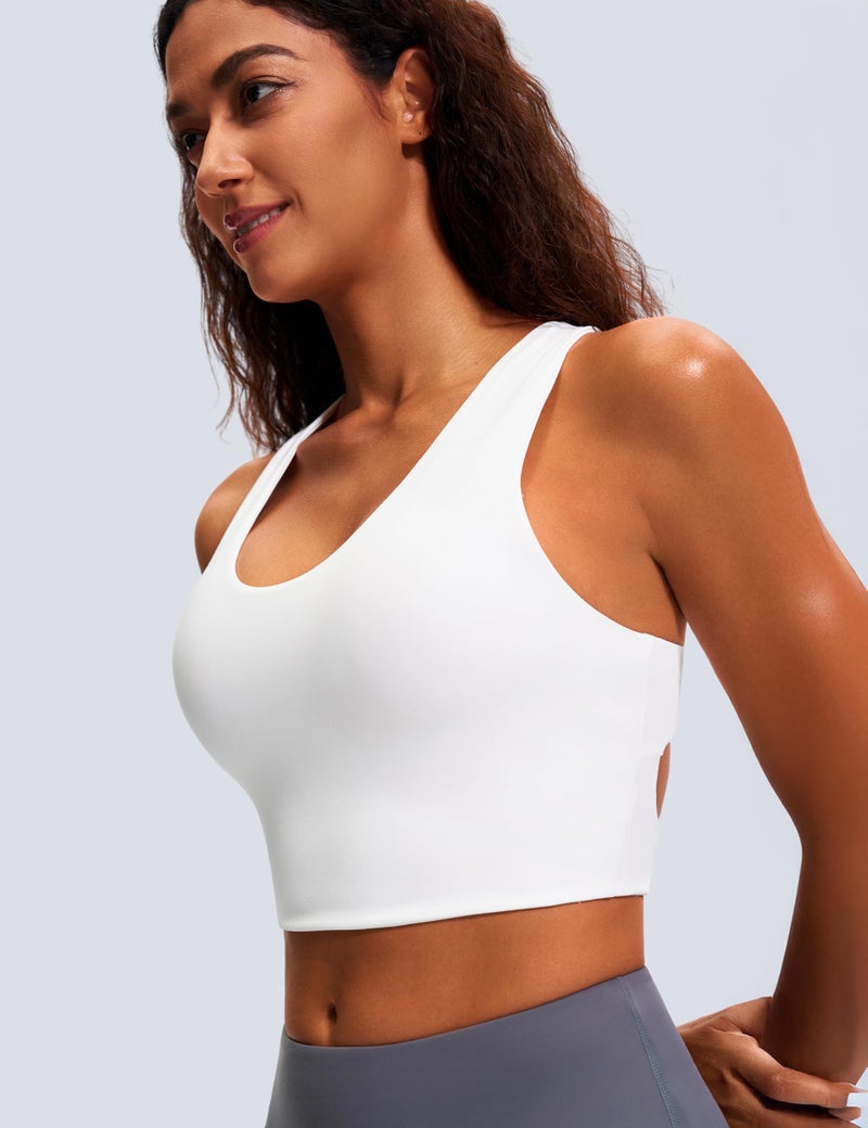 JOYSPELS Sports Bras for Women Extra Comfort Criss-Cross Back Padded Workout Tops for Women Medium Support White - Image 3