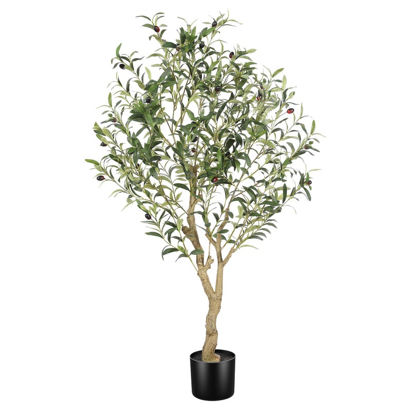 LYERSE 4ft Olive Tree - Olive Trees Artificial Indoor - Faux Olive Tree 4ft with Large Olive Branches and Lifelike Fruits - Fake Olive Tree for Modern Home Office House Living Room Decor - Image 1