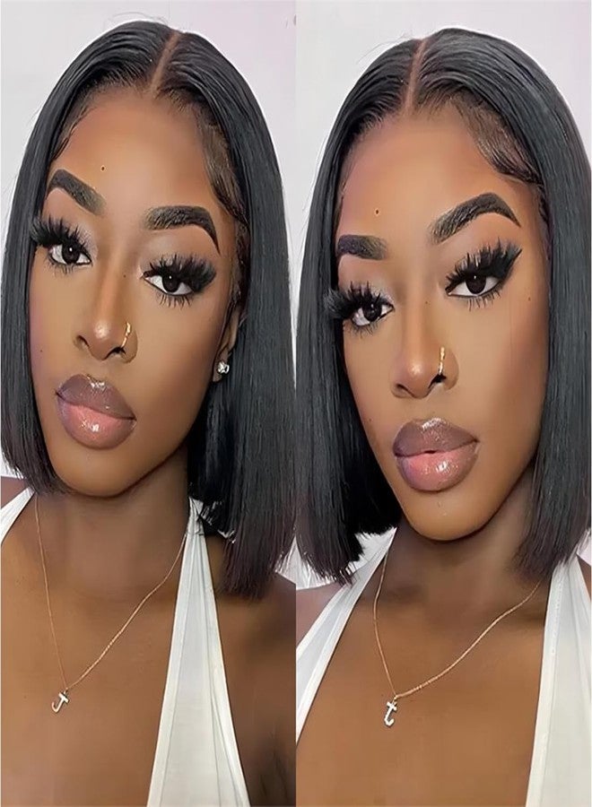ISEE Hair M Cap 9x6 Bob Wig Human Hair Glueless Wigs Pre Plucked Pre Cut HD Lace Front Glueless Wigs Human Hair 180% Density Short Straight Bob Wigs for Black Women 12 inch - Image 2