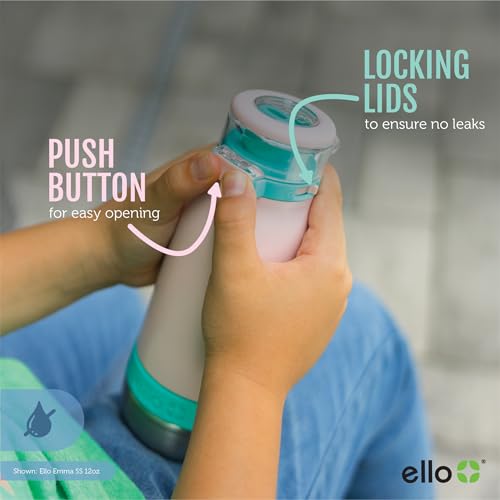 Ello زجاجة ماء للأطفال من إيلو إيما سعة 14 أونصة مع عزل فراغي من الفولاذ المقاوم للصدأ مع قشة ومقبض حمل مدمج وغطاء قفل مانع للتسرب لحقيبة المدرسة وعلبة الغداء والرياضات الخارجية، رمادي - Image 4