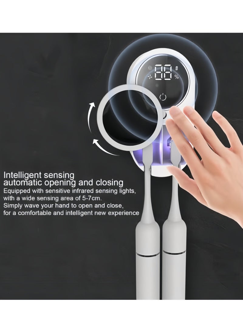 2 Toothbrush Slots UV Toothbrush Sanitizer Cleaner Wall Mount,Bathroom Toothbrush Holder/Rechargeable/No Drilling/Easy to Clean,for Electric and Manual Toothbrush - Image 2