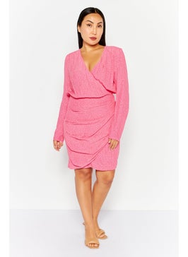 Mohito Women Allover Print Mini Casual Dress, Pink  - Image 2