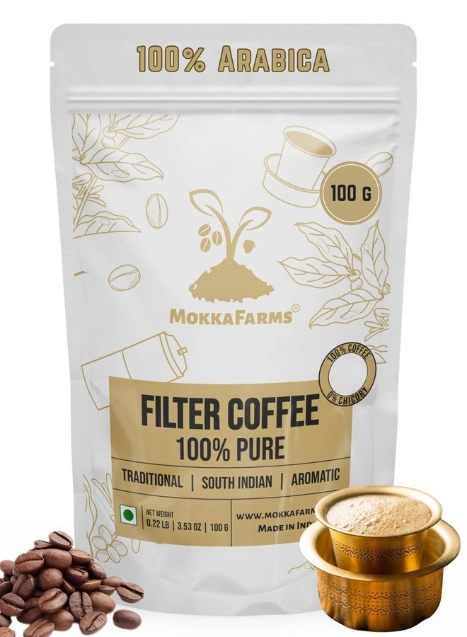 MOKKAFARMS مسحوق قهوة موكا فارمز جنوب الهند المفلترة 100 غرام | مسحوق قهوة أرابيكا نقي 100% - بدون هندباء | تحميص متوسط | حبوب طازجة فاخرة محمصة على دفعات صغيرة | كيس قابل للإغلاق بسحاب أحادي الاتجاه | من المزرعة إلى المائدة - Image 1