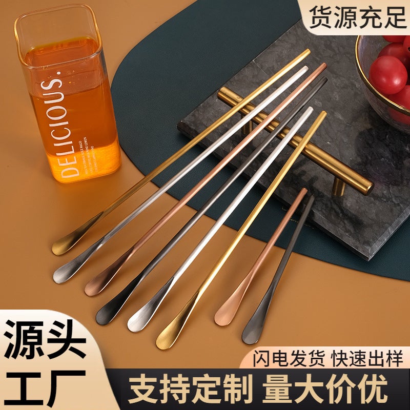 Japanese-Style 304 Stainless Steel Long Handle Fruit Fork Coffee Mixing Spoon Small Spoon Dessert Ice Spoon Spoon Stir Stick - Image 2