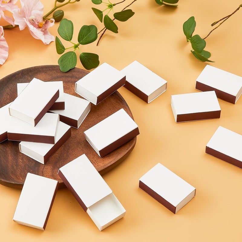 CHUNNIN 60 قطعة حاويات أعواد ثقاب فارغة 2.24 × 1.42 × 0.59 بوصة بيضاء صناديق تخزين أعواد الثقاب DIY مع ضارب مزدوج الجوانب لحفلات الزفاف وحفلات استقبال المواليد وحفلات عيد الميلاد (بدون أعواد ثقاب) - Image 5