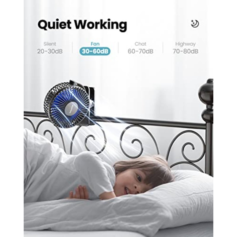 Portable Clip on Fan Battery Operated, Small Powerful 3 Speed Quiet 360° Rotate, USB Rechargeable Mini Personal Cooling Fan for Desk Table Home Office Stroller Camping Women Gifts - Image 5