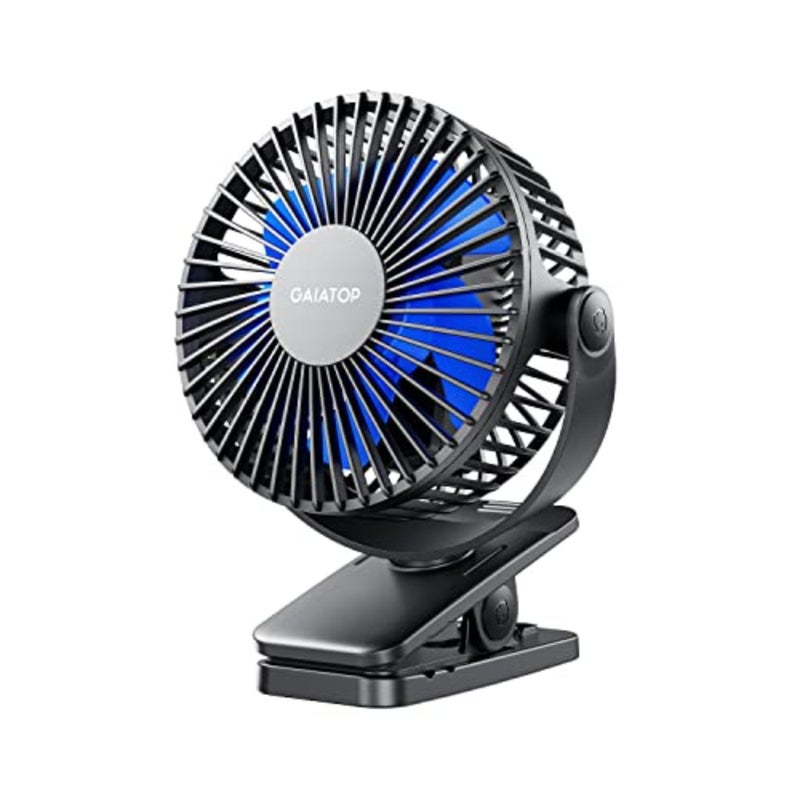 Portable Clip on Fan Battery Operated, Small Powerful 3 Speed Quiet 360° Rotate, USB Rechargeable Mini Personal Cooling Fan for Desk Table Home Office Stroller Camping Women Gifts - Image 1