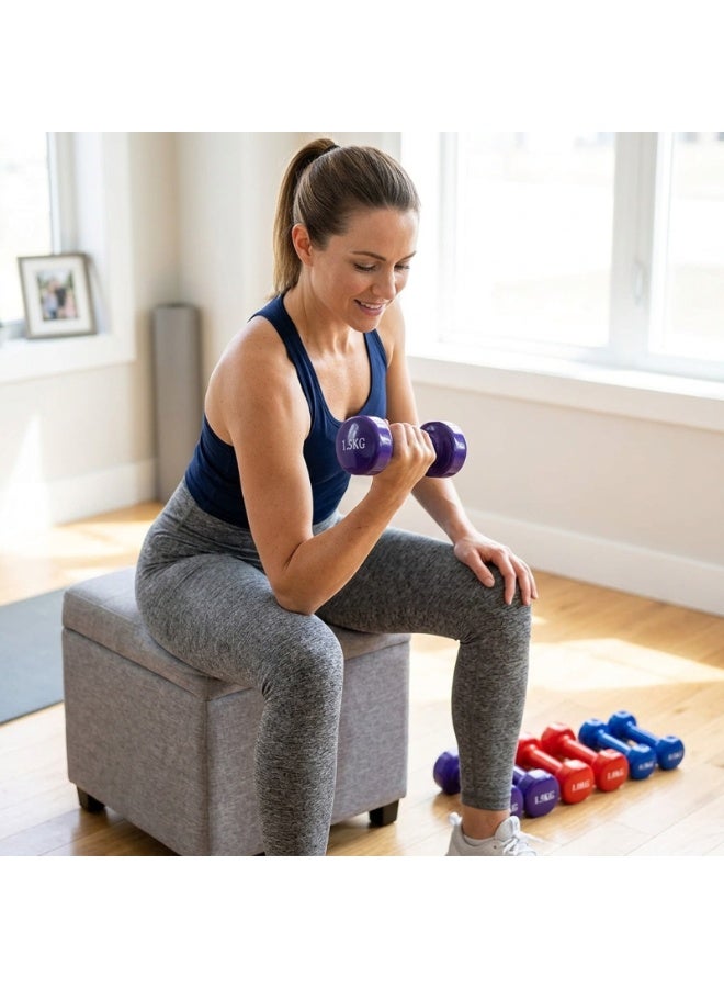 Laminated Dumbbells 10kg 3 Pair Premium Quality Gym Weight Dumbbell Set for Home Workout Strength Training Fitness Equipment - Image 4