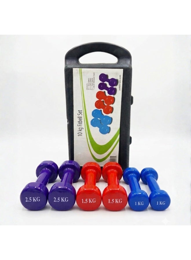 Laminated Dumbbells 10kg 3 Pair Premium Quality Gym Weight Dumbbell Set for Home Workout Strength Training Fitness Equipment - Image 1