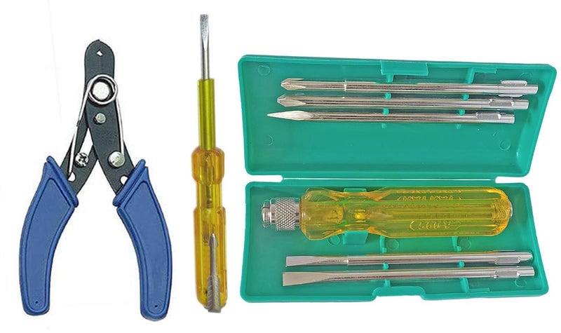 Inditrust Inditrust Multi type 6pc Screwdriver set with 1 Electric Tester and 1 Wire cutter Hand Tool Kit 3 Tools  - Image 1