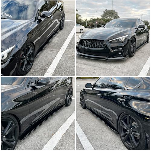 DREAMOTOR 2PCS Universal Car Side Skirts, 86.6" Side Skirts Extension Splitter Lip, Car Rocker Panels Side Skirt Body Kit, Compatible with Honda Civic Toyota Corolla Nissan Altima VW Chevrolet Camaro - Image 3