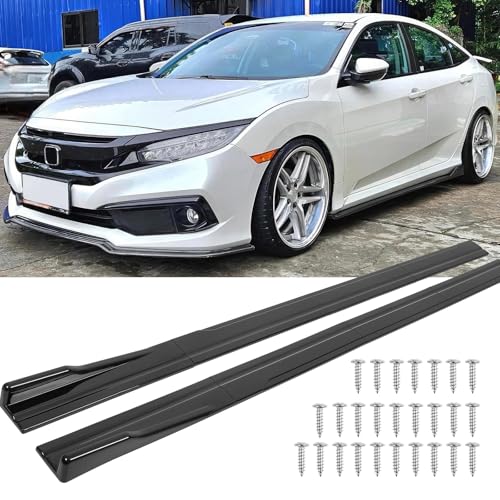 DREAMOTOR 2PCS Universal Car Side Skirts, 86.6" Side Skirts Extension Splitter Lip, Car Rocker Panels Side Skirt Body Kit, Compatible with Honda Civic Toyota Corolla Nissan Altima VW Chevrolet Camaro - Image 1