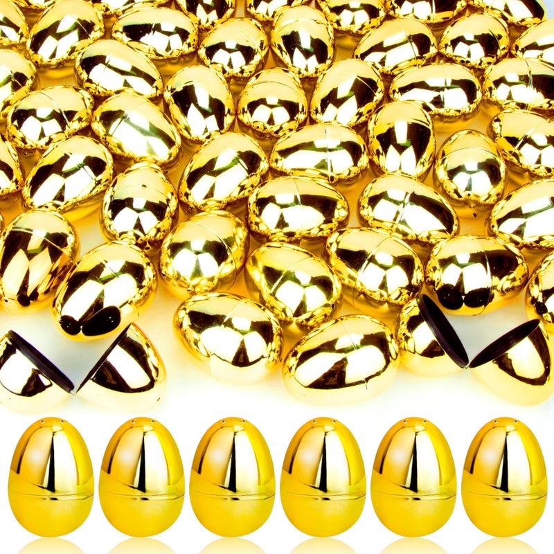 OCTERIC 18Pcs Easter Eggs Bulk 23 Fillable Shiny Golden Metallic Plastic Easter Eggs Empty for Easter Hunt Easter Basket Stuffers Party Favor Classroom Prize Supplies - Image 3