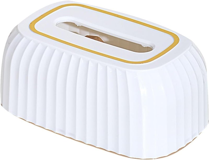 Modern Plastic Tissue Box Holder â€“ Square Napkin Dispenser for Bathroom, Kitchen & Office (White)
