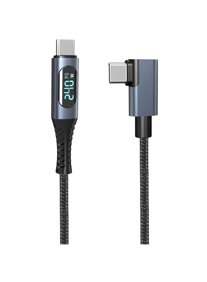 LOKEKE 240W USB 4.0 PD Type C Cable with LED Display, 8K@60Hz 40Gbps USB Type C Male to USB C Male 90 Degree Cable Cord Wire Compatible with MackBook i Pad Galaxy Laptop - Image 1