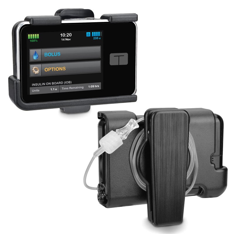 APDTEK حافظة مضخة APDTEK Tandem Tslim X2 - ملحقات مريحة ومرنة وآمنة ومناسبة لحامل مضخة الأنسولين مع مشبك حزام قوي دوار 360° (أسود) - Image 1