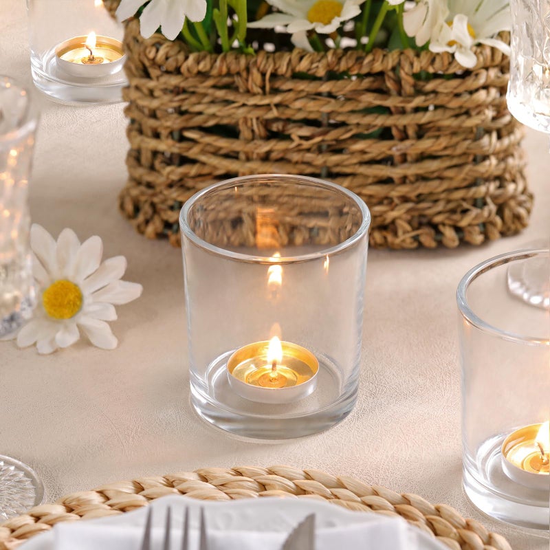 DARJEN Larger Clear Votive Candle Holders Set of 6- Tea Light Candle Holder Glass, Clear Candle Holders for Wedding, Party and Home Decor, Table Centerpiece - Image 3