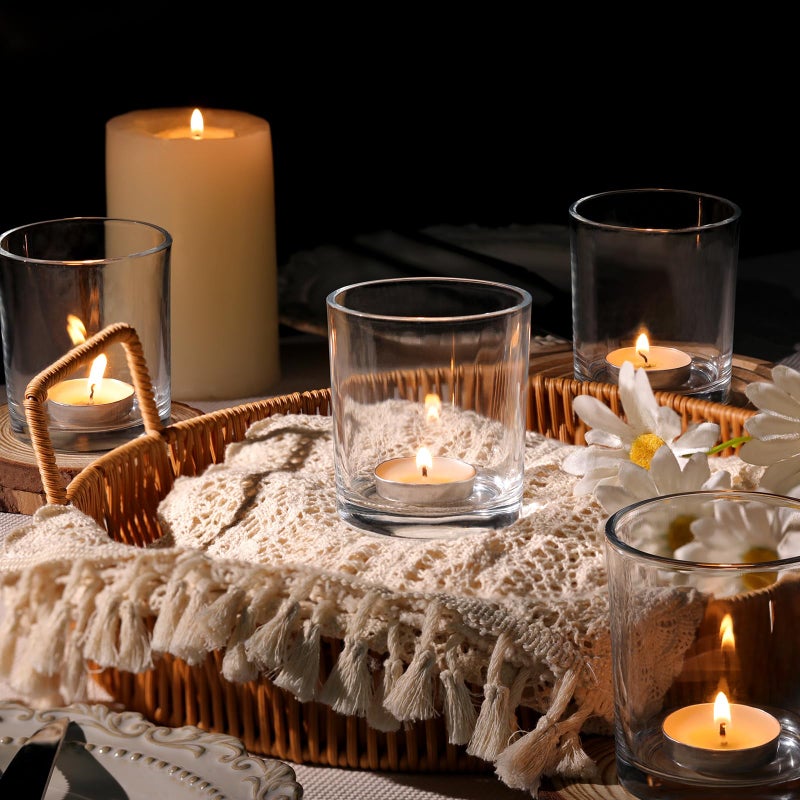 DARJEN Larger Clear Votive Candle Holders Set of 6- Tea Light Candle Holder Glass, Clear Candle Holders for Wedding, Party and Home Decor, Table Centerpiece - Image 5