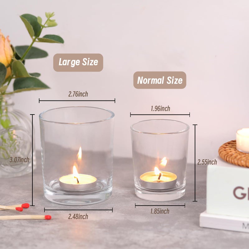 DARJEN Larger Clear Votive Candle Holders Set of 6- Tea Light Candle Holder Glass, Clear Candle Holders for Wedding, Party and Home Decor, Table Centerpiece - Image 2