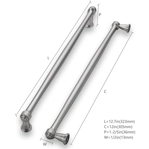 khtumeware 6 Pack 12 Inch305mm Brushed Satin Nickel Cabinet Pulls Kitchen Cabinet Handles Cabinet Hardware for Cupboard Drawer Handles Dresser Pulls - Image 3