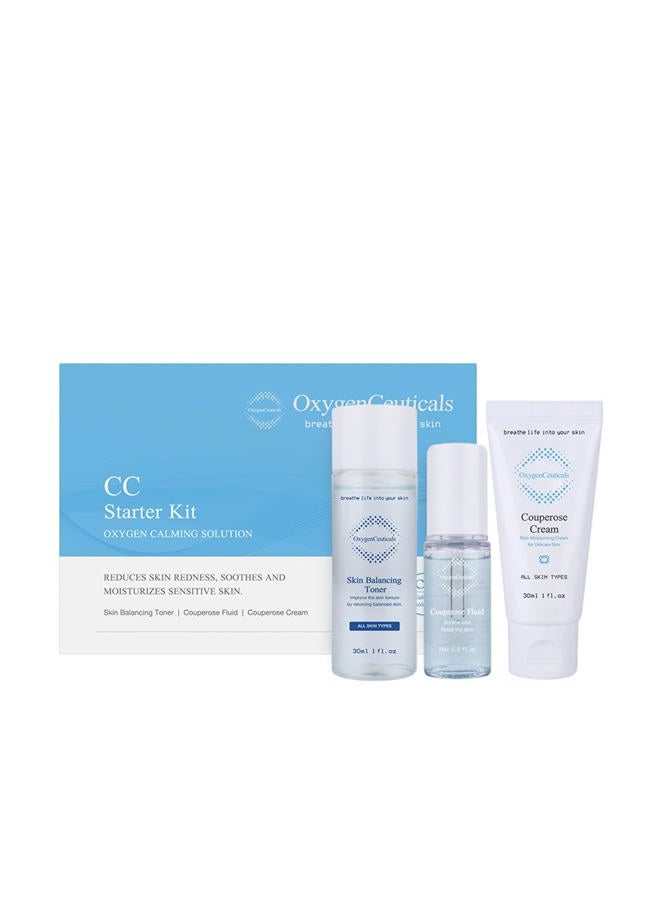 OxygenCeuticals Skin Balancing Toner 30ml and Couperose Fluid 15ml and Couperose Cream 30ml CC Starter Kit - Image 1