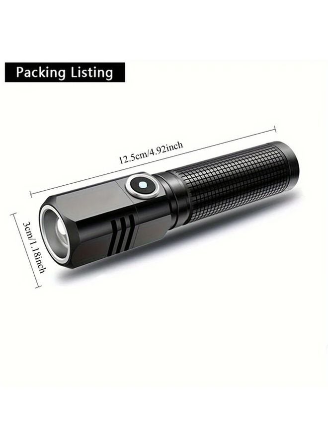 Mini Flashlight USB Rechargeable IP65 Waterproof Aluminum Alloy 3 Modes Emergency Outdoor Camping - Image 4