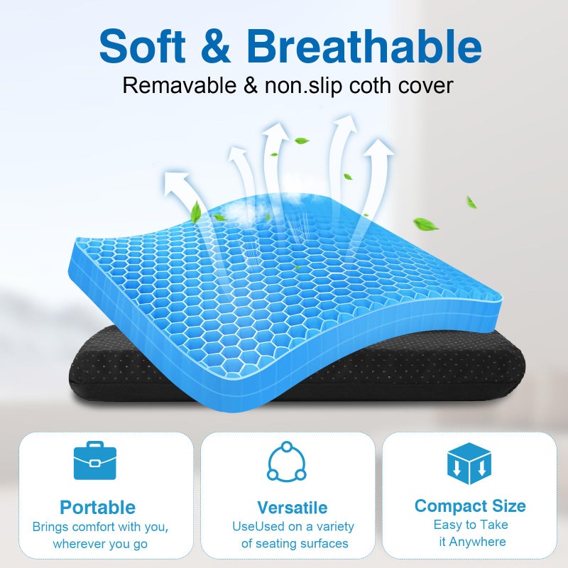 Demine Gel Travel Seat Cushion â€“ Portable Airplane & Stadium Cushion â€“ Gel Grid Design for Ultimate Comfort â€“ Foldable Cushions for Commute, Airplanes, Camping, Bleachers - Image 3