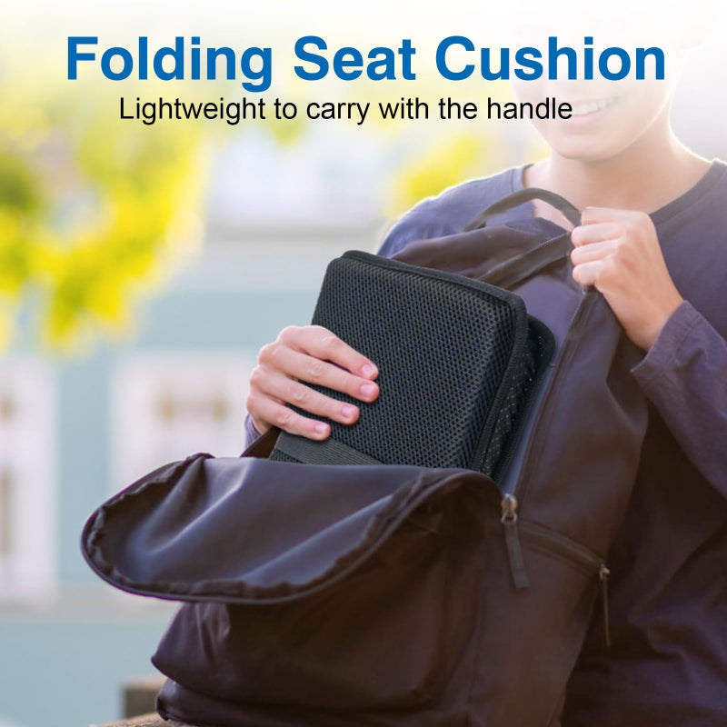 Demine Gel Travel Seat Cushion â€“ Portable Airplane & Stadium Cushion â€“ Gel Grid Design for Ultimate Comfort â€“ Foldable Cushions for Commute, Airplanes, Camping, Bleachers - Image 4