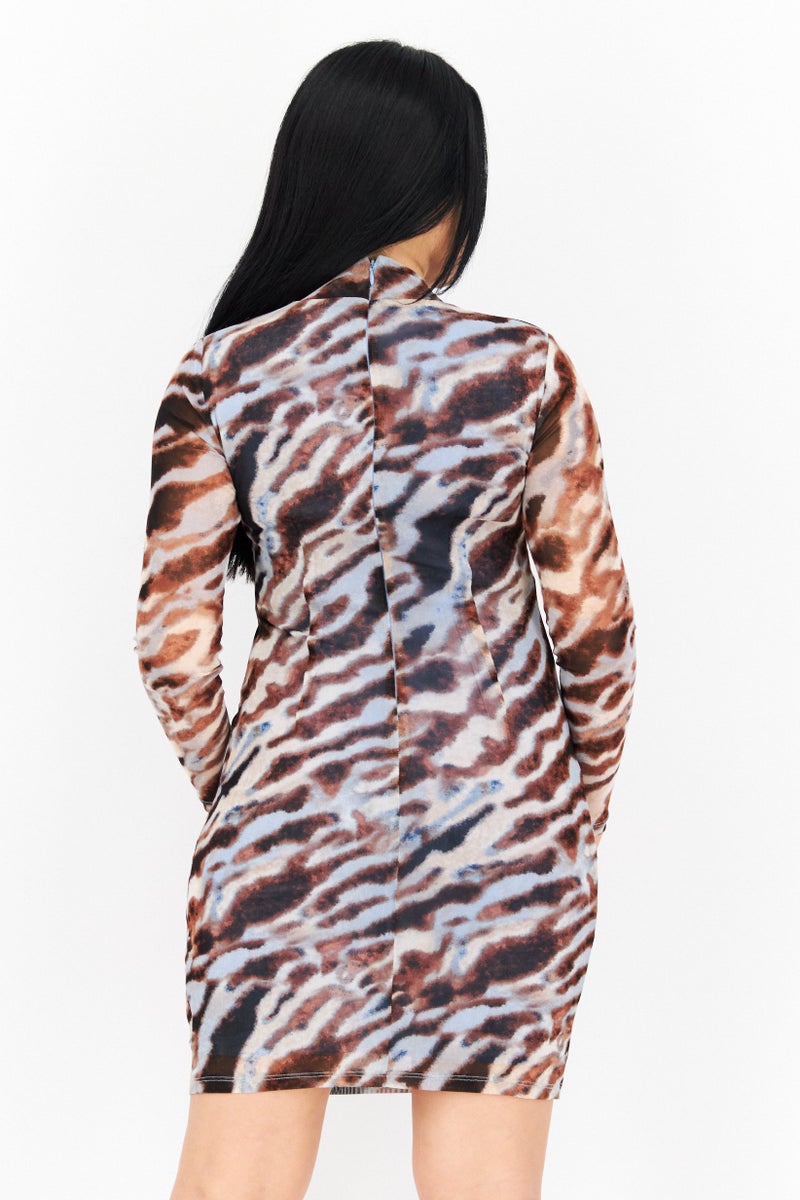 Bar III Women Animal Printed Mini Dress, Multicolor - Image 3