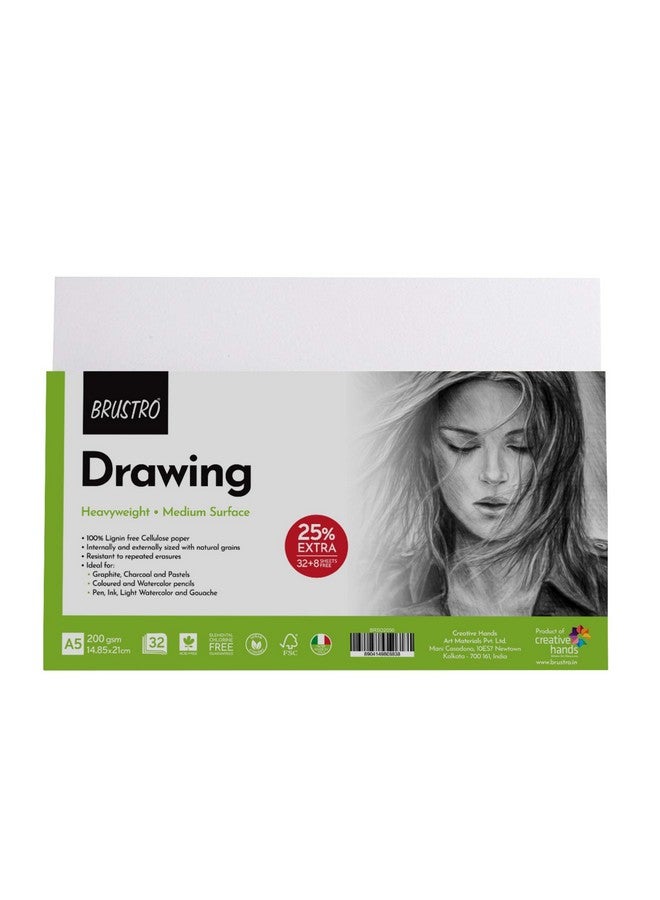 Brustro Sketching & Drawing Papers 200 GSM A5, 32 + 8 Free Sheets (Pack of 2) - Image 1