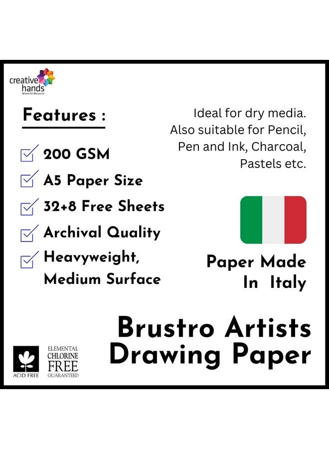Brustro Sketching & Drawing Papers 200 GSM A5, 32 + 8 Free Sheets (Pack of 2) - Image 2