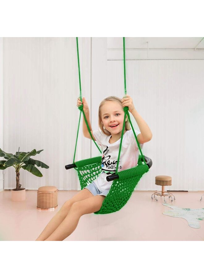 Swing Seat Heavy Duty Rope Play Secure Swing Set,Perfect for Indoor,Outdoor,Playground,Home,Tree,with Snap Hooks and Swing Straps,660 lbs Capacity Green - Image 4