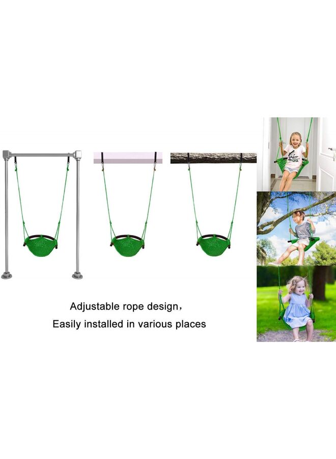 Swing Seat Heavy Duty Rope Play Secure Swing Set,Perfect for Indoor,Outdoor,Playground,Home,Tree,with Snap Hooks and Swing Straps,660 lbs Capacity Green - Image 2