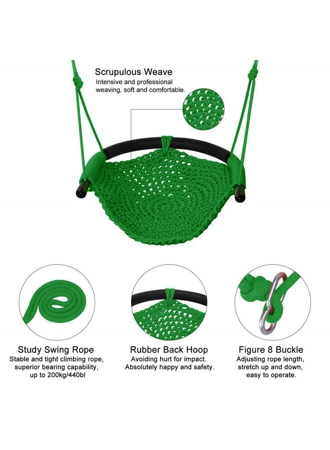Swing Seat Heavy Duty Rope Play Secure Swing Set,Perfect for Indoor,Outdoor,Playground,Home,Tree,with Snap Hooks and Swing Straps,660 lbs Capacity Green - Image 5