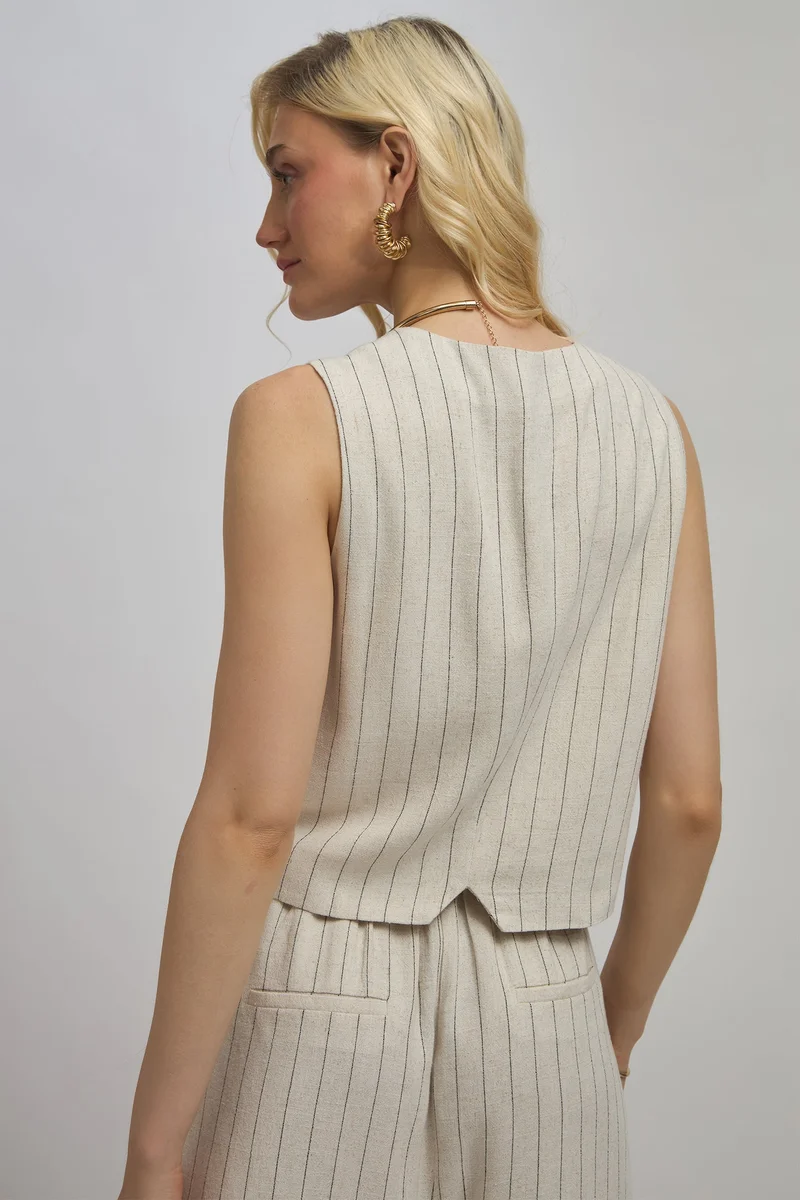 Virgio Virgio Delany Waistcoat Linen+ Pinstripe Regular Fit Waistcoat