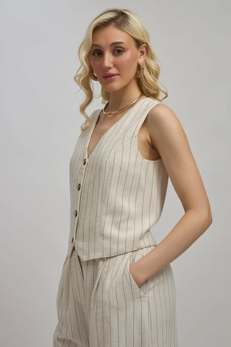 Virgio Virgio Delany Waistcoat Linen+ Pinstripe Regular Fit Waistcoat