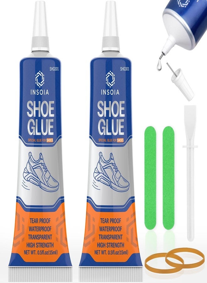 INSOIA Shoe Glue Sole Repair, 15MLx2 Clear Shoe Glue Heavy Duty, Waterproof, Flexible, Shoe Repair Adhesive for Sneakers, Leather, Sneakers, Boots, Sandals, Heels, Canvas - Image 1