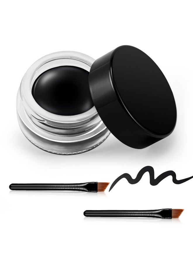 Erinde Black Gel Eyeliner Waterproof Long Lasting Cream Eyeliner Gel High Intensity Pigments Smudge Proof Eye Liner Eyebrow Makeup Water Resistant Eyeliner With 2Pcs Brushes 02Balck  - Image 1