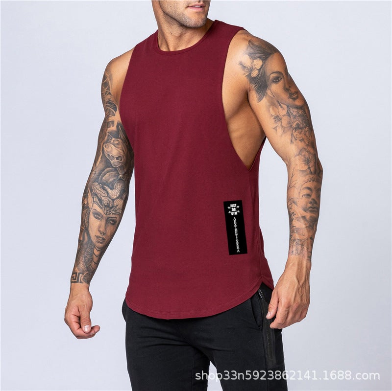 New Summer Loose Tank Top Men Cotton Sleeveless Printed Gym Vest Grey  - Image 4