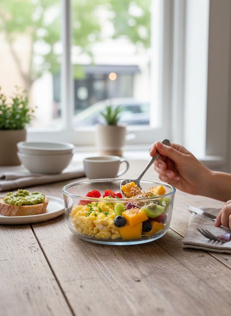 لاف حافظات طعام زجاجية دائرية بغطاء شفاف/أبيض 800 مل - Image 2