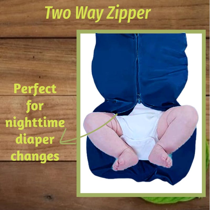 MammaChamp Zipper Swaddle POD Sleeping Bag Blankets Wrap Sack for Newborn Infant Baby 03 Months Packof 2 YellowDark Blue - Image 4