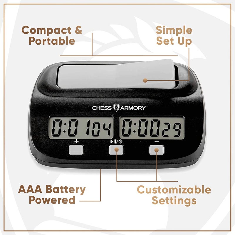 Chess Armory Digital Chess Clock - Portable Timer with Tournament and Bonus Time Features - Image 3