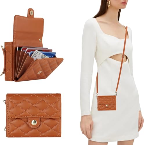 XIMAND for Samsung Galaxy Z Flip 6 Accordion Crossbody Wallet Case, 4 Card Slots, RFID Blocking, and Adjustable Strap - Stylish and Versatile Accessory for The Modern Chic Woman (Brown) - Image 2